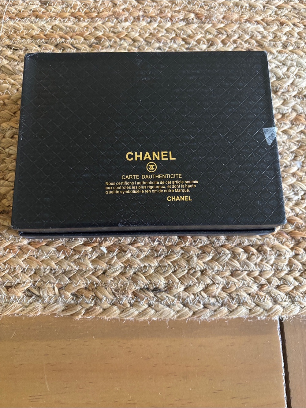 Black Quilted Leather Small Wallet with Gold CC Charm and Chain - Picture 6 of 9